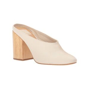 Dolce Vita Caley Block Heel ivory leather mules